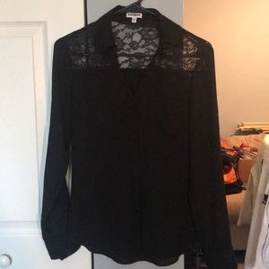 Lace top button down shirt